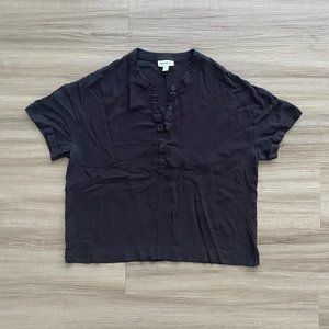Frank & Oak short sleeve shirt mao collar - In black size Medium